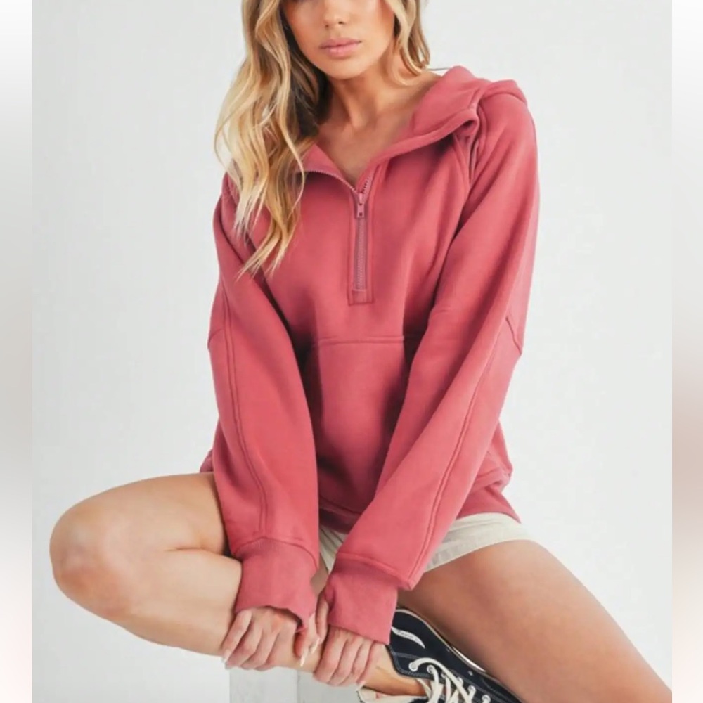 M Mauve Aemi+Co Pink Half-Zip Sweater - Picture 2 of 6